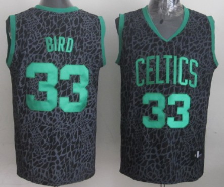 Boston Celtics #33 Larry Bird Black Leopard Print Fashion Jersey