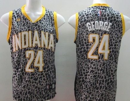 Indiana Pacers #24 Paul George Black Leopard Print Fashion Jersey