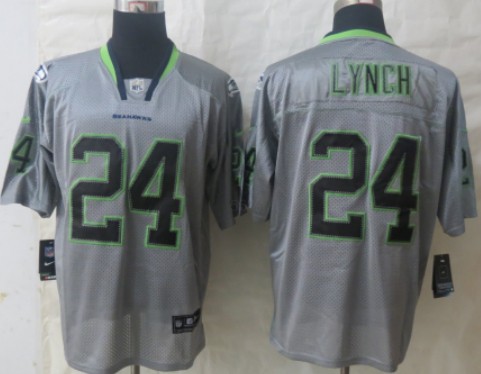 Nike Seattle Seahawks #24 Marshawn Lynch Lights Out Gray Elite Jersey 