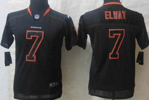 Nike Denver Broncos #7 John Elway Lights Out Black Kids Jersey