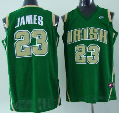 The Fighting Irish #23 Lebron James Green Jersey