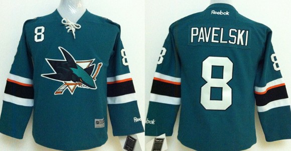 San Jose Sharks #8 Joe Pavelski 2014 Blue Kids Jersey 