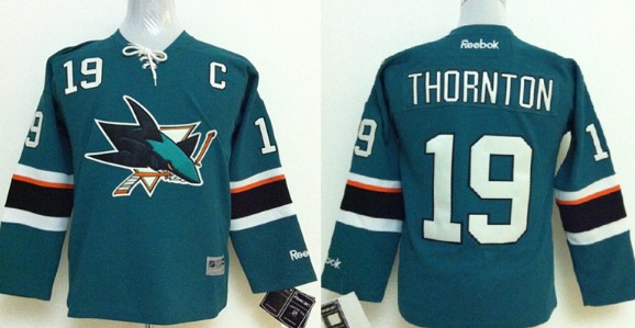 San Jose Sharks #19 Joe Thornton 2014 Blue Kids Jersey