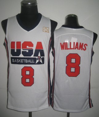 1992 Olympics Team USA #8 Deron Williams White Swingman Jersey