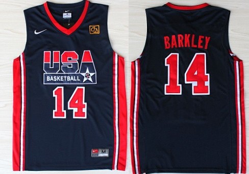 1992 Olympics Team USA #14 Charles Barkley Navy Blue Swingman Jersey 