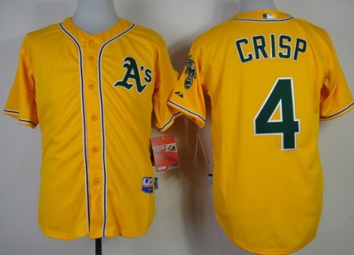 Oakland Athletics #4 Coco Crisp Yellow Jersey 