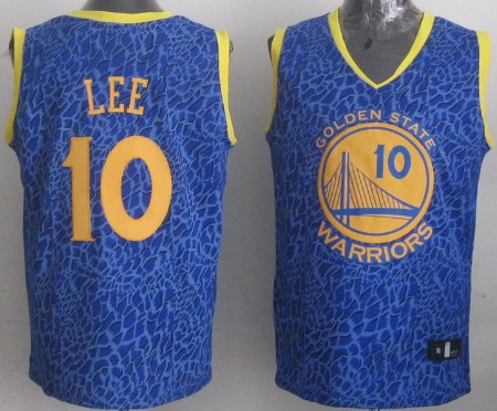 Golden State Warriors #10 David Lee Blue Leopard Print Fashion Jersey