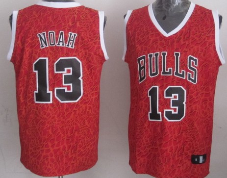 Chicago Bulls #13 Joakim Noah Red Leopard Print Fashion Jersey