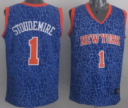 New York Knicks #1 Amare Stoudemire Blue Leopard Print Fashion Jersey