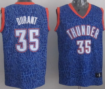 Oklahoma City Thunder #35 Kevin Durant Blue Leopard Print Fashion Jersey