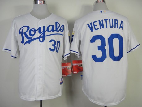 Kansas City Royals #30 Yordano Ventura White Jersey 