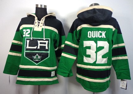 Old Time Hockey Los Angeles Kings #32 Jonathan Quick Green Hoodie