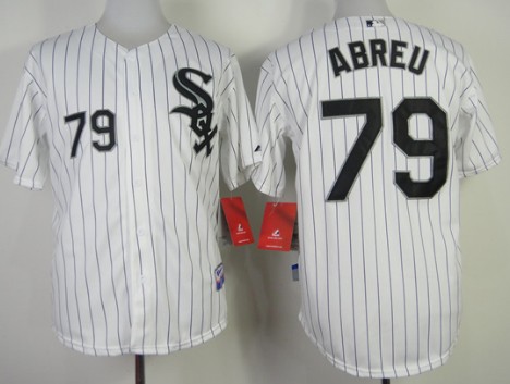 Chicago White Sox #79 Jose Abreu White With Black Pinstripe Jersey 