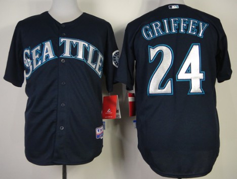 Seattle Mariners #24 Ken Griffey 2014 Navy Blue Jersey 