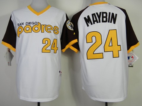 San Diego Padres #24 Cameron Maybin 1978 White Jersey