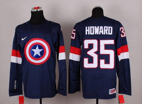 2015 Men's Team USA #35 Jimmy Howard Captain America Fashion Navy Blue Jersey