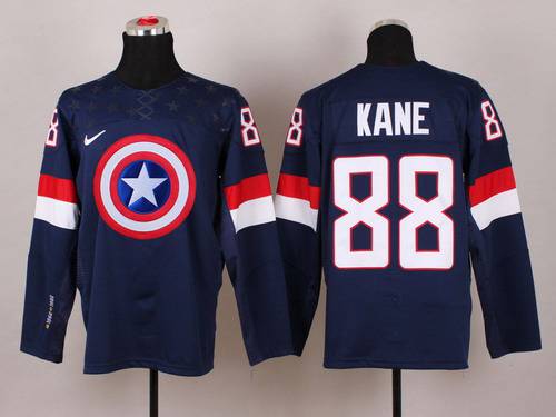 2015 Men's Team USA #88 Patrick Kane Captain America Fashion Navy Blue Jersey