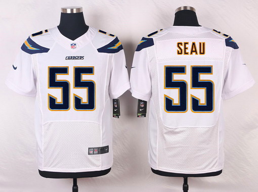 Men's San Diego Chargers #55 Junior Seau White Road NFL Nike Elite Jersey