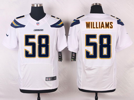 Men's San Diego Chargers #58 Tourek Williams White Road NFL Nike Elite Jersey