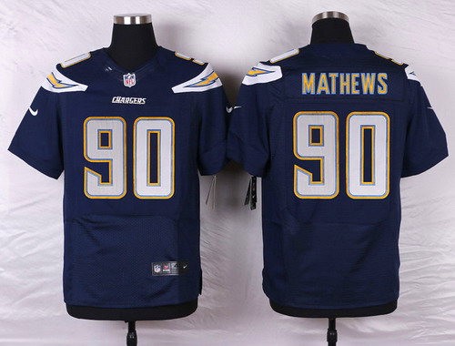 Nike San Diego Chargers #90 Ricardo Mathews Navy Blue Team Color NFL Nike Elite Jersey