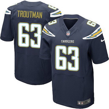 Men's San Diego Chargers #63 Johnnie Troutman Navy Blue Team Color NFL Nike Elite Jersey