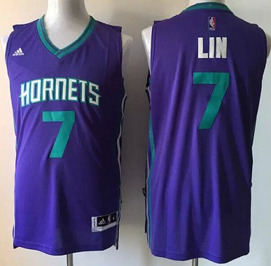 Men's Charlotte Hornets #7 Jeremy Lin Revolution 30 Swingman 2015 New Purple Jersey