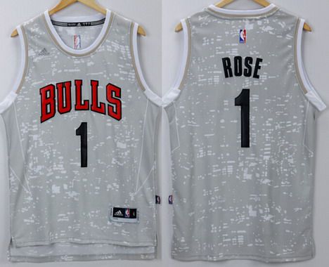 Men's Chicago Bulls #1 Derrick Rose Adidas 2015 Gray City Lights Swingman Jersey