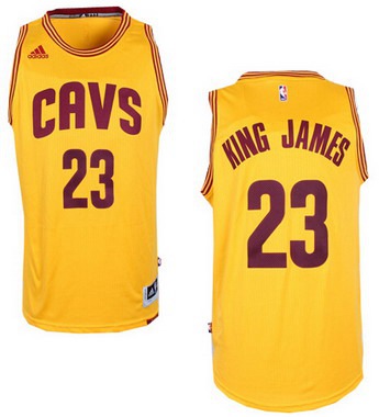 Men's Cleveland Cavaliers #23 King James Nickname Revolution 30 Swingman 2014 New Yellow Jersey -Printed !!