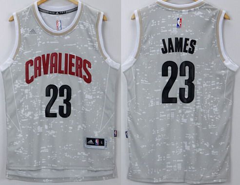 Men's Cleveland Cavaliers #23 LeBron James Adidas 2015 Gray City Lights Swingman Jersey