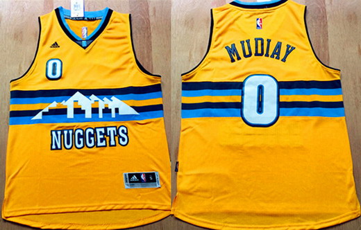 Men's Denver Nuggets #0 Emmanuel Mudiay Revolution 30 Swingman 2015 New Yellow Jersey