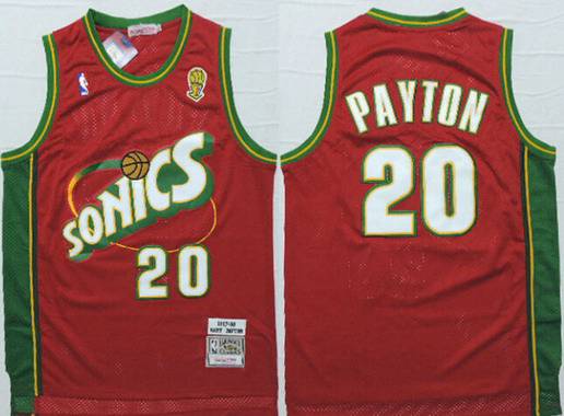 Men's Seattle Supersonics #20 Gary Payton 1997-98 Red Hardwood Classics Soul Swingman Throwback Jersey