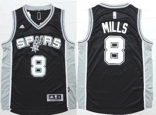 Men's San Antonio Spurs #8 Patrick Mills Revolution 30 Swingman 2014 New Black Jersey