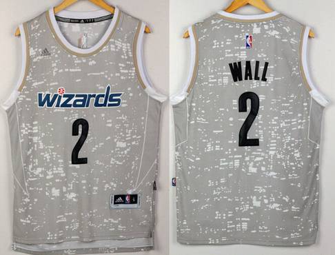 Men's Washington Wizards #2 John Wall Adidas 2015 Gray City Lights Swingman Jersey