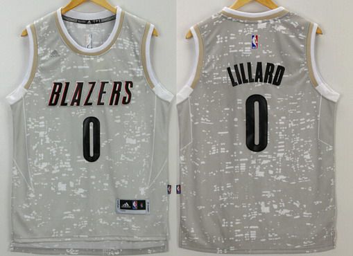 Men's Portland Trail Blazers #0 Damian Lillard Adidas 2015 Gray City Lights Swingman Jersey