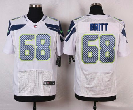 Men's Seattle Seahawks #68 Justin Britt White Road NFL Nike Elite Jersey