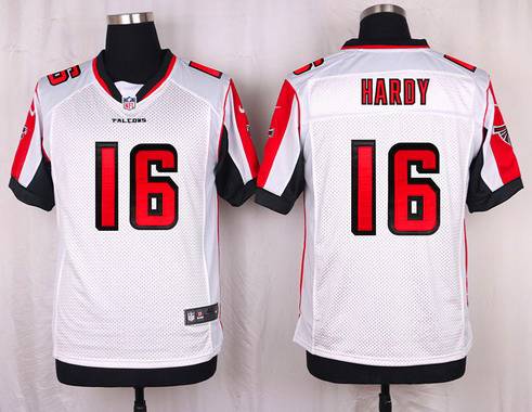 Men's Atlanta Falcons #16 Justin Hardy White Road NFL Nike Elite Jersey