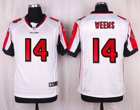 Men's Atlanta Falcons #14 Eric Weems White Road NFL Nike Elite Jersey