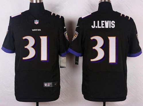 Men's Baltimore Ravens #31 Jamal Lewis Black Retired Player NFL Nike Elite Jersey