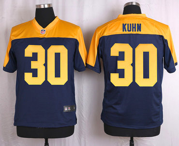 Men's Green Bay Packers #30 John Kuhn Navy Blue Gold Alternate NFL Nike Elite Jersey