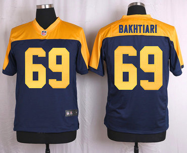 Men's Green Bay Packers #69 David Bakhtiari Navy Blue Gold Alternate NFL Nike Elite Jersey