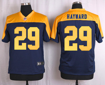 Men's Green Bay Packers #29 Casey Hayward Navy Blue Gold Alternate NFL Nike Elite Jersey