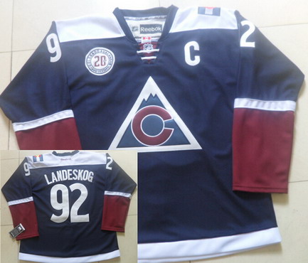 Men's Colorado Avalanche #92 Gabriel Landeskog Reebok Navy Blue 20th Alternate Premier Jersey