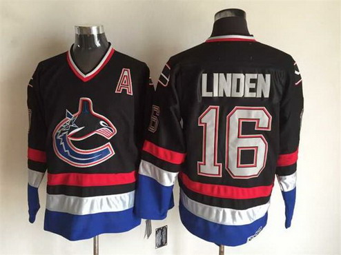 Men's Vancouver Canucks #16 Trevor Linden 2003-04 Black CCM Vintage Throwback Jersey