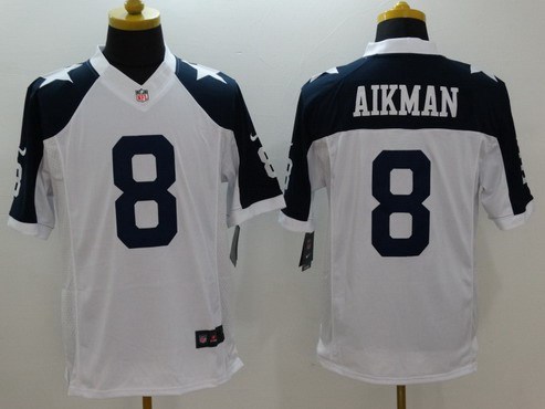 Men's Dallas Cowboys #8 Troy Aikman Navy Blue Thanksgiving Retired Player NFL Nike Limited Jersey