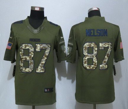 Men's Green Bay Packers #87 Jordy Nelson Green Salute To Service 2015 NFL Nike Limited Jersey