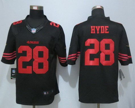 Men's San Francisco 49ers #28 Carlos Hyde Black Alternate 2015 NFL Nike Limited Jersey