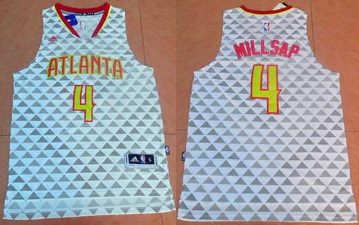 Men's Atlanta Hawks #4 Paul Millsap Revolution 30 Swingman 2015-16 New White Jersey