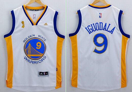 Men's Golden State Warriors #9 Andre Iguodala White 2015 Championship Patch Jersey