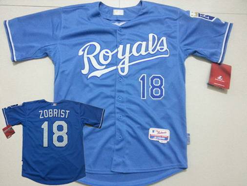 Men's Kansas City Royals #18 Ben Zobrist Alternate Light Blue MLB Cool Base Jersey