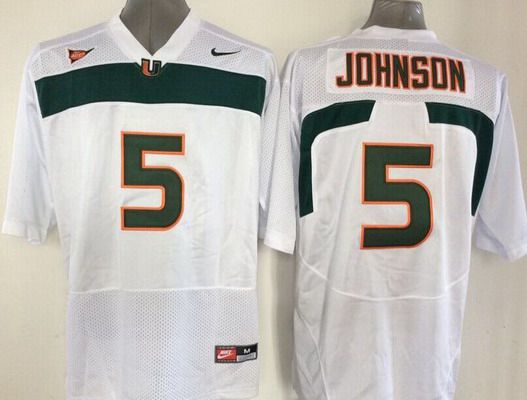 Men's Miami Hurricanes #5 Andre Johnson White NCAA Football Nike Jersey